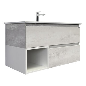 Изображение товара Тумба с раковиной Comfortу Турин-90М, подвесная, цвет дуб белый