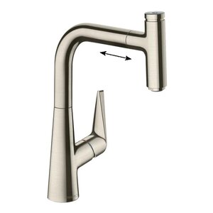 Изображение товара Смеситель для кухонной мойки Hansgrohe Talis Select, 73852800, с вытяжным изливом, нержавеющая сталь