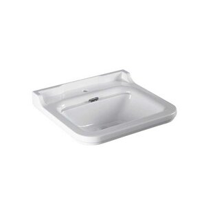 Изображение товара Раковина Kerasan Waldorf 4140K1bi/cr*1, 60 см, 1 отверстие под смеситель, белая, заглушка перелива хром