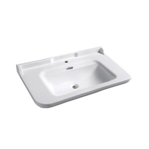 Изображение товара Раковина Kerasan Waldorf 4142K1bi/cr*1, 100 см, 1 отверстие под смеситель, белая, заглушка перелива хром