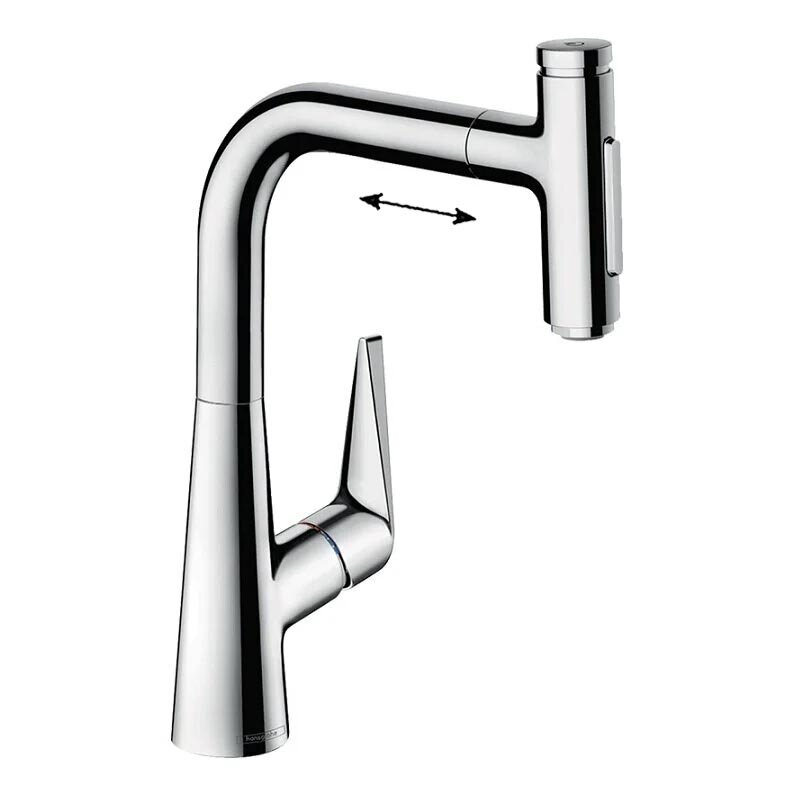 Изображение товара Смеситель для кухонной мойки Hansgrohe Talis Select, 73868000, с вытяжным изливом, хром Изображение товара Смеситель для кухонной мойки Hansgrohe Talis Select, 73868000, с вытяжным изливом, хром