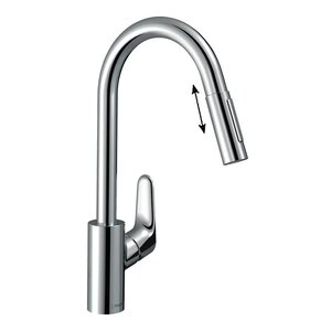 Изображение товара Смеситель для кухонной мойки Hansgrohe Focus, 73880000, с вытяжным изливом, цвет хром