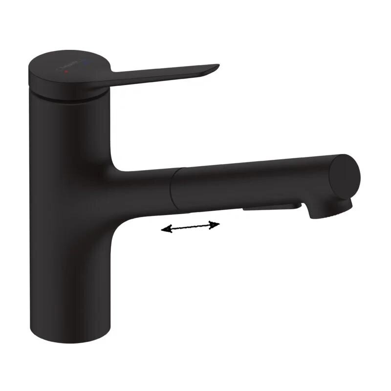 Изображение товара Смеситель для кухонной мойки Hansgrohe Zesis с вытяжным изливом, черный матовый