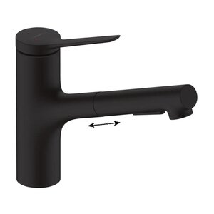 Изображение товара Смеситель для кухонной мойки Hansgrohe Zesis, 74803670, с вытяжным изливом, черный матовый