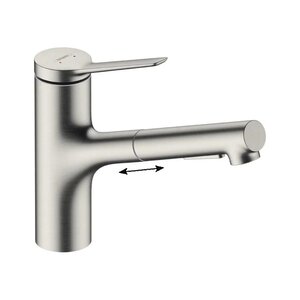 Изображение товара Смеситель для кухонной мойки Hansgrohe Zesis, 74803800, с вытяжным изливом, нержавеющая сталь