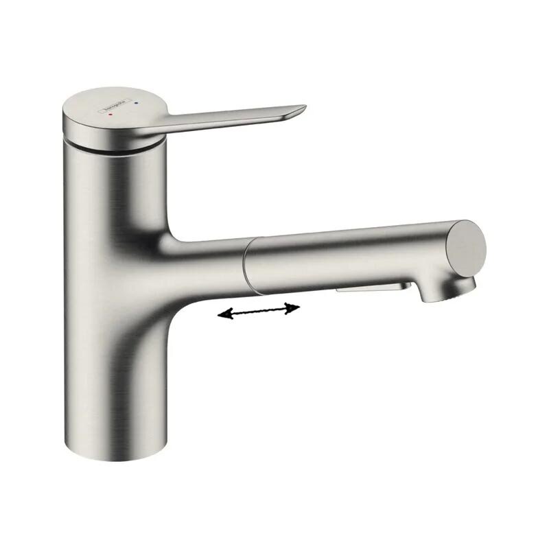 Изображение товара Смеситель для кухонной мойки Hansgrohe Zesis, 74803800, с вытяжным изливом, нержавеющая сталь Изображение товара Смеситель для кухонной мойки Hansgrohe Zesis, 74803800, с вытяжным изливом, нержавеющая сталь