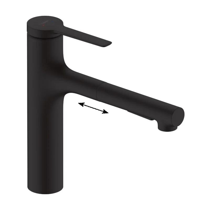 Изображение товара Смеситель для кухонной мойки Hansgrohe Zesis с вытяжным изливом черный матовый