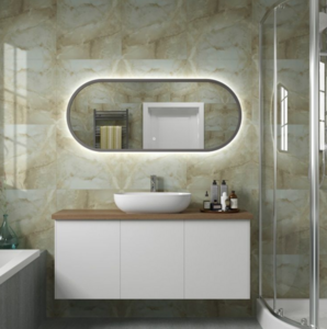 Изображение товара Зеркало Art&Max Bari AM-Bar-500-1200-DS-F, 50 см, LED подсветка, сенсорный выключатель, диммер, цвет графит матовый