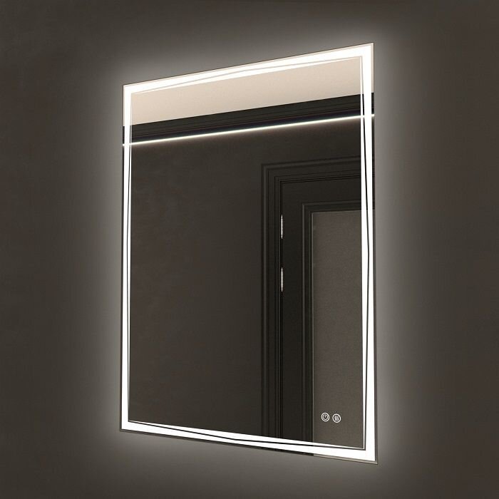 Изображение товара Зеркало Art&Max Firenze, AM-Fir-600-800-DS-F-H, 60 см, LED подсветка, сенсорный выключатель, диммер, антизапотевание, цвет белый