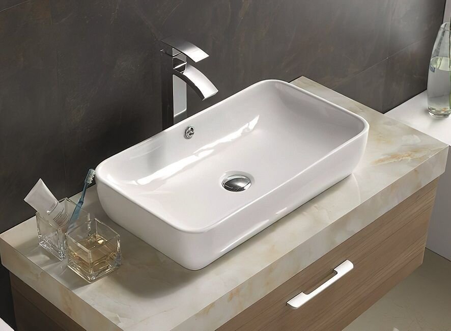 Изображение товара Раковина Art&Max AM-7090-B 60 см из фаянса белая накладная прямоугольная