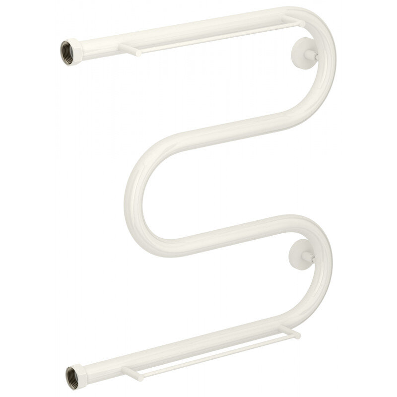 Изображение товара Полотенцесушитель водяной Сунержа М-образный+ 12-4008-5050, высота 50 см, ширина 50 см, боковое подключение 50 см, с 2 полками, цвет белый