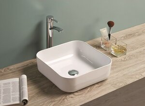 Изображение товара Раковина Art&Max AM-78110 квадратная 39 см из фаянса белая накладная