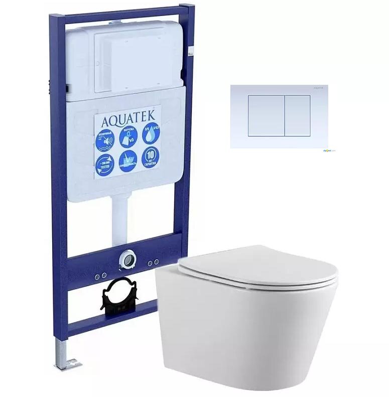 Изображение товара Инсталляция Aquatek Standard INS-0000012 с подвесным унитазом Вега AQ 1905 00 и мягким сиденьем Sof