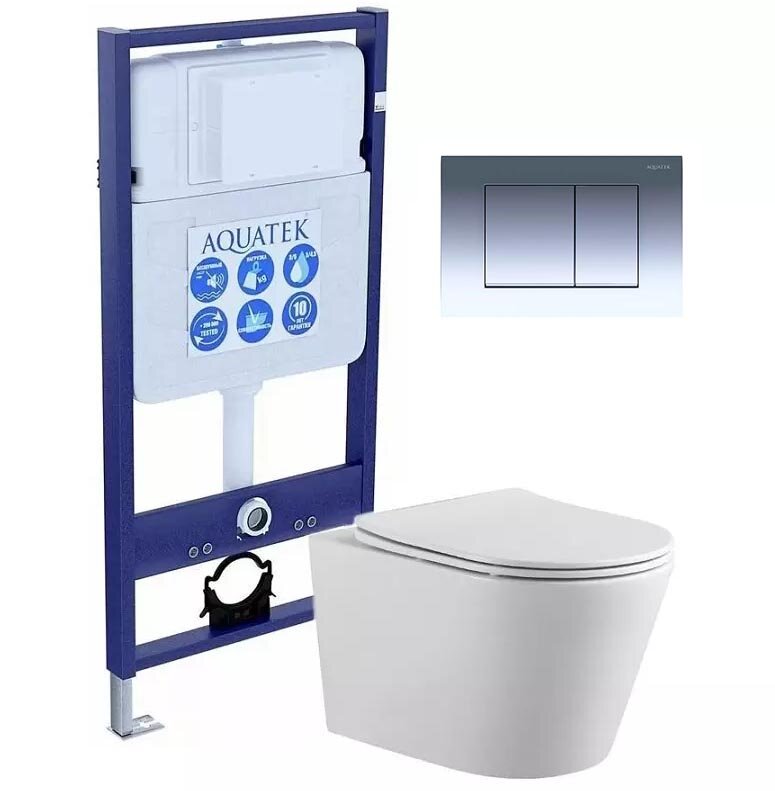 Изображение товара Инсталляция для унитаза Aquatek Standard INS-0000012 с подвесным унитазом Вега AQ 1905 00, Soft Clo