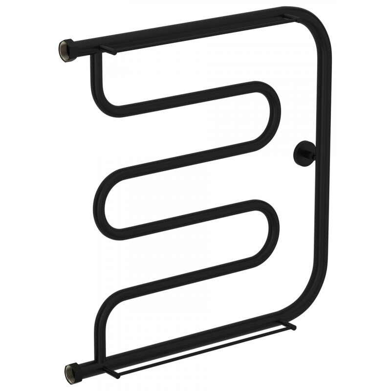 Изображение товара Полотенцесушитель водяной Сунержа Лира+ 31-4012-6060, высота 60 см, ширина 60 см, боковое подключение 60 см, с 2 полками, цвет матовый черный