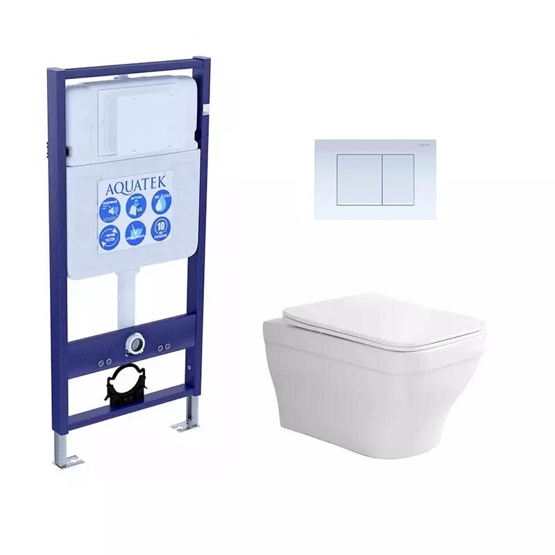 Изображение товара Инсталляция Aquatek Standart с безободковым унитазом Aquatek Амадео 4в1