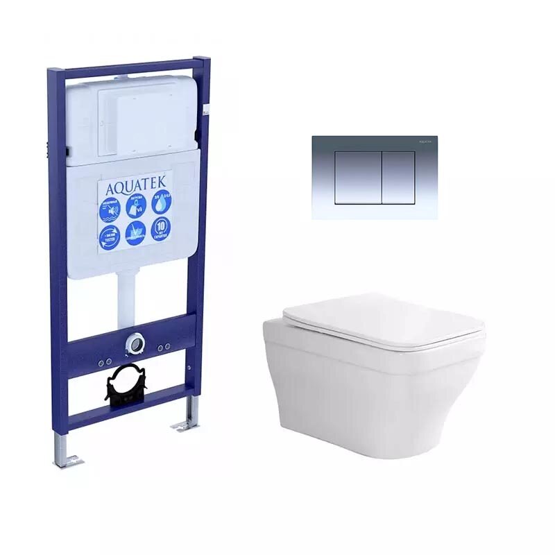 Изображение товара Инсталляция Aquatek Standart с безободковым унитазом Aquatek Амадео 4в1
