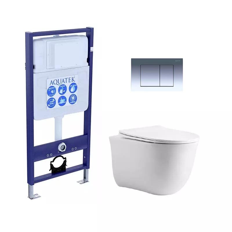 Изображение товара Инсталляция Aquatek Standart с безободковым унитазом Aquatek Классик и крышкой микролифт