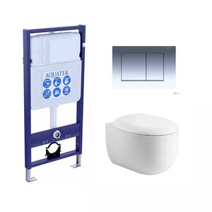 Изображение товара Инсталляция Aquatek Standart с безободковым унитазом Aquatek Альтаир, крышка микролифт, клавиша хром, крепеж в комплекте, SET AQUATEK АЛЬТАИР cm-010 4в1