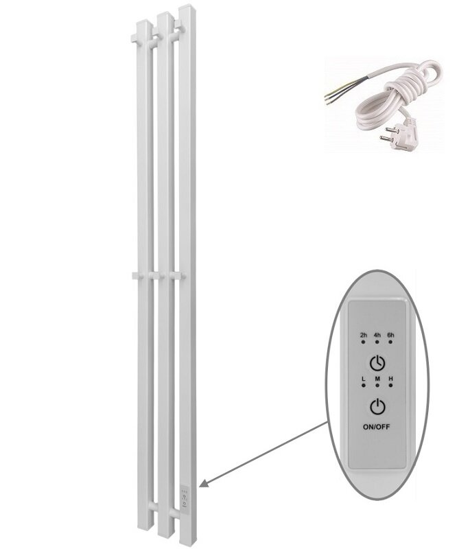 Изображение товара Полотенцесушитель электрический Маргроид Inaro профильный, Inaro-12012-1081-9016R, ширина 15 см, высота 120 см, диммер справа, белый матовый
