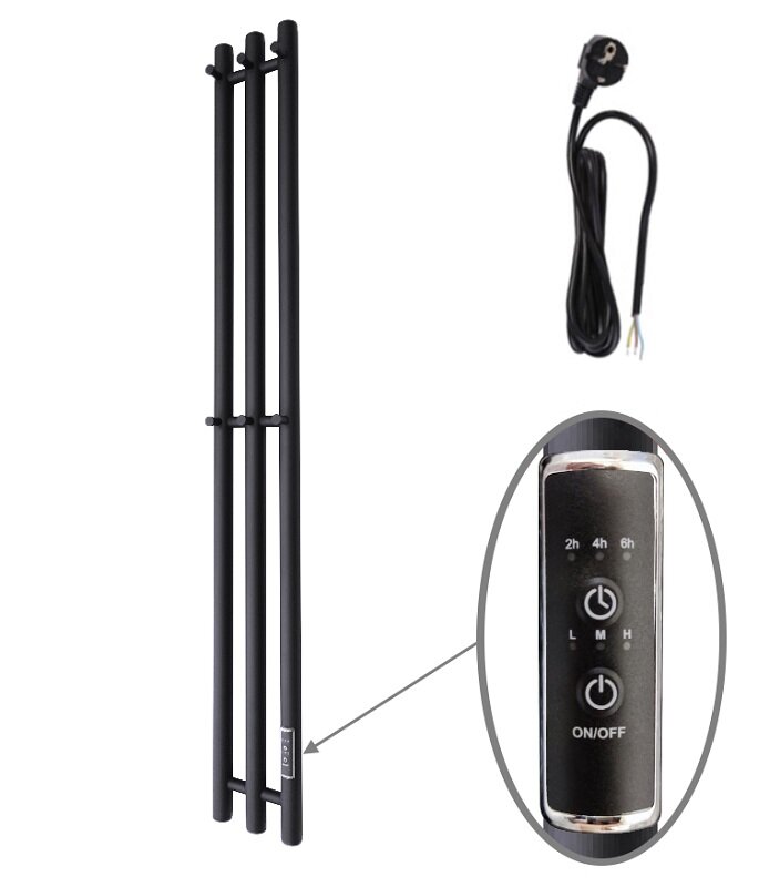 Изображение товара Электрический полотенцесушитель Маргроид Inaro 150x15 см черный матовый с крючками