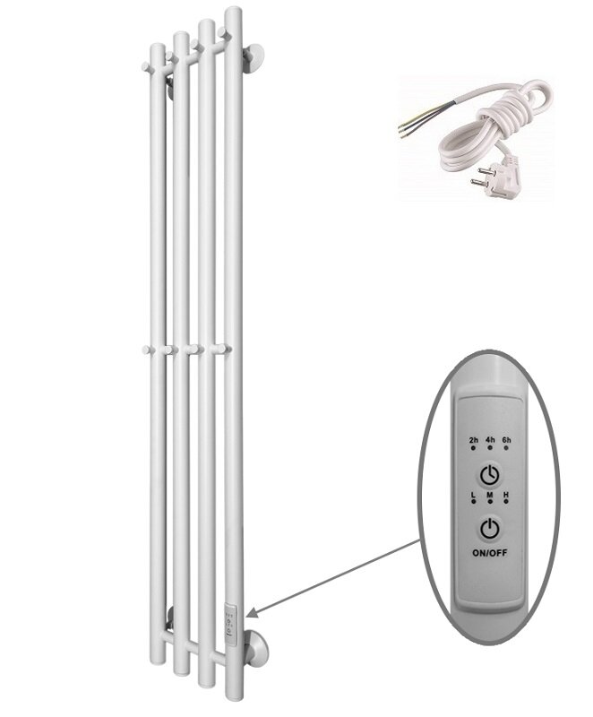 Изображение товара Полотенцесушитель электрический Маргроид Inaro, Inaro-12018-1049-9016R, ширина 20 см, высота 120 см, диммер справа, белый матовый