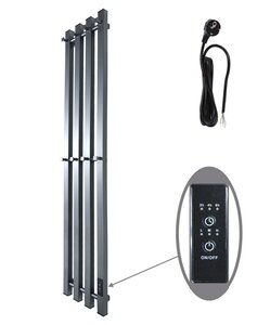 Изображение товара Полотенцесушитель электрический Маргроид Inaro профильный, Inaro-12018-1081-7024, ширина 20 см, высота 120 см, диммер справа, графитовый серый