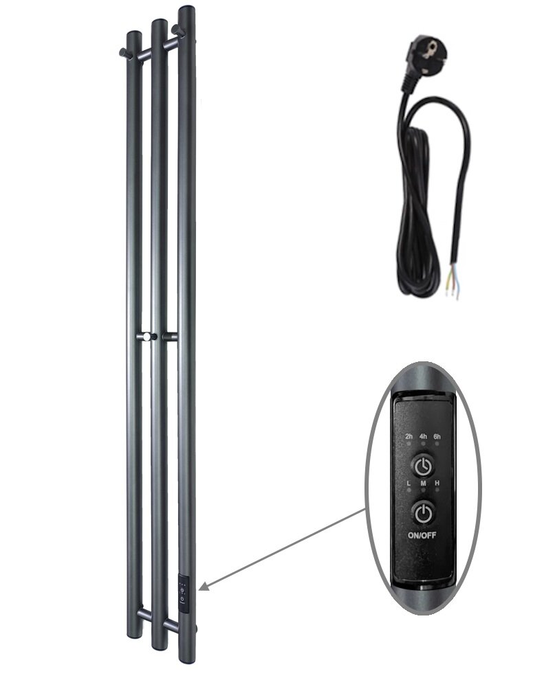 Изображение товара Электрический полотенцесушитель Маргроид Inaro 3v, 120 см, графитовый серый с таймером и терморегул