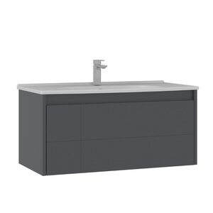 Изображение товара Подвесная тумба с раковиной Orka Likya 100 см антрацит матовый турция