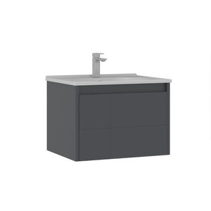 Изображение товара Тумба с раковиной Orka Likya 65 см подвесная антрацит матовая