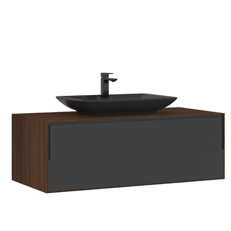 Изображение товара Тумба с раковиной Orka Craft 5001127, 120 см, подвесная, цвет орех/антрацит Изображение товара Тумба с раковиной Orka Craft 5001127, 120 см, подвесная, цвет орех/антрацит