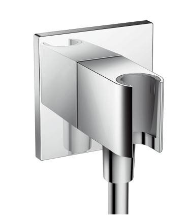 Изображение товара Шланговое подсоединение Hansgrohe FixFit Square хром с держателем для лейки