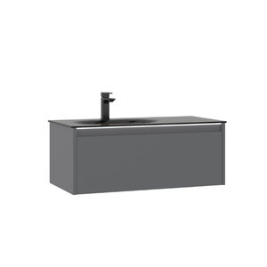 Изображение товара Тумба с раковиной Orka Lisbon 90 см подвесная серый матовый