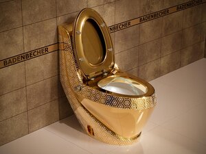 Изображение товара Унитаз моноблок Badenbecher, с функцией биде, крышка микролифт, золотой, 8616ABG