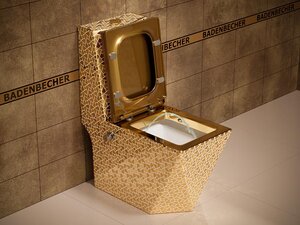 Изображение товара Унитаз моноблок Badenbecher, с функцией биде, крышка микролифт, золотой, 8617ABG