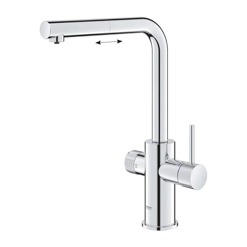 Изображение товара Смеситель для кухонной мойки Grohe Blue Pure Minta, 30590000, с подключением к фильтру с питьевой водой, с вытяжным изливом, хром