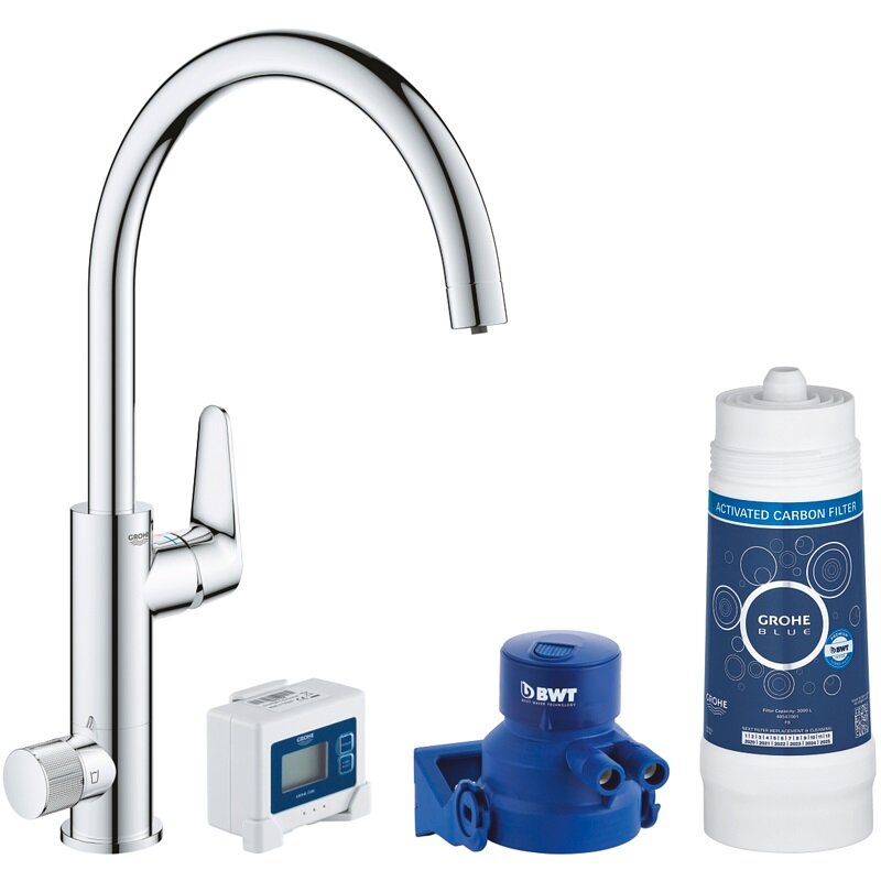 Изображение товара Смеситель для кухоннй мойки Grohe Blue Pure BauCurve 30385000, с функцией фильтрации воды, хром