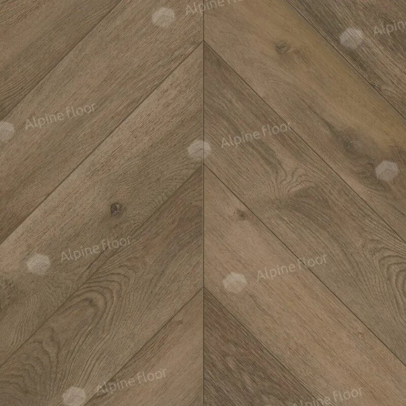 Изображение товара Виниловый ламинат SPC Alpine Floor Chevron Alpine, ECO 18-4, планка 12.7 х 60 см, декор Дуб Насыщенный, замковый, 5 мм Изображение товара Виниловый ламинат SPC Alpine Floor Chevron Alpine, ECO 18-4, планка 12.7 х 60 см, декор Дуб Насыщенный, замковый, 5 мм
