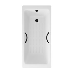 Изображение товара Ванна чугунная Delice Parallel DLR220502RB-AS, 170 х 80 см, антискользящее покрытие, ручки черные матовые, цвет белый