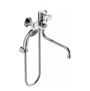 Изображение товара Смеситель Vidima УНО (Uno) BA239AA для ванны и душа с душевым гарнитуром, поворотный излив, хром