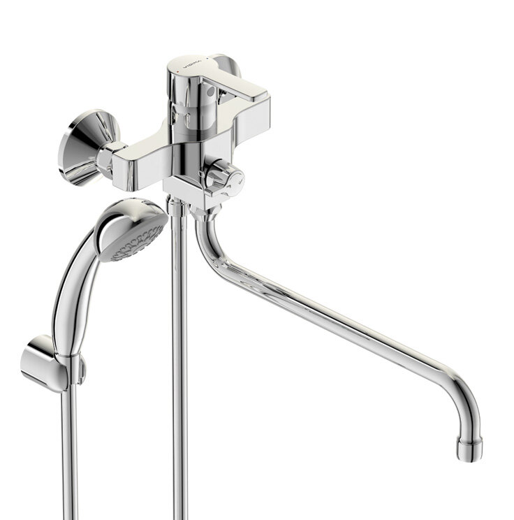 Изображение товара Смеситель Vidima Uno BA240AA для ванны и душа с душевым гарнитуром, поворотный излив