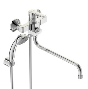 Изображение товара Смеситель Vidima Uno BA240AA для ванны и душа с душевым гарнитуром, поворотный излив, хром