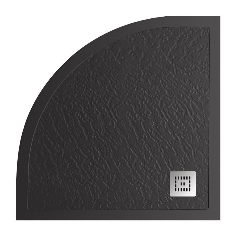 Изображение товара Душевой поддон BelBagno Uno, TRAY-MR-UNO-R-90-550-35-NERO-CR, 90 х 90 см, четверть круга, с сифоном, черный матовый