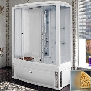 Изображение товара Душевой бокс Радомир Элис К2 1-04-1-1-5-0961, 168 х 85 см, с паром и гидромассажем, стекло матовое, профиль белый, левосторонний