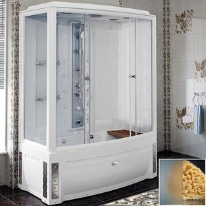 Изображение товара Душевой бокс Радомир Элис К1 1-04-1-2-4-0951, 168 х 85 см, с паром, стекло матовое, профиль белый, правосторонний