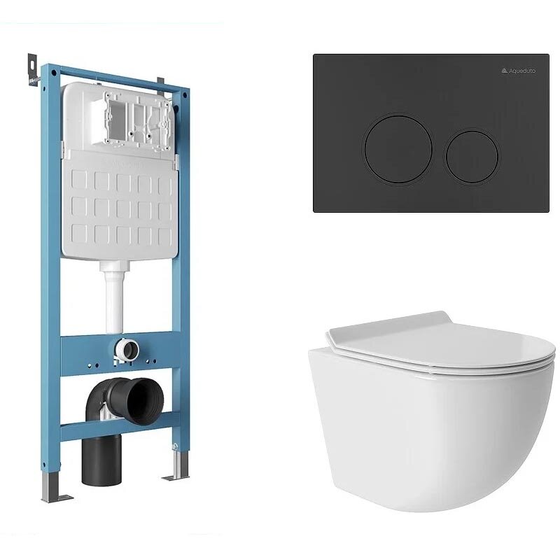 Изображение товара Комплект Aqueduto AQDS004T унитаз безободковый с системой Торнадо и инсталляцией