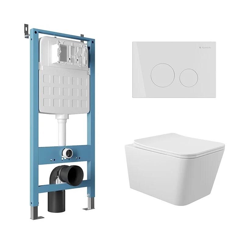 Изображение товара Комплект Aqueduto AQDS003 инсталляция Tecnica и безободковый унитаз Macio