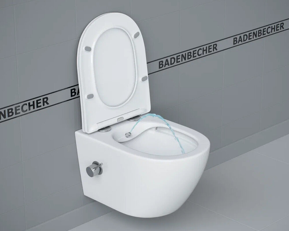 Изображение товара Подвесной унитаз Badenbecher 09ABRLW безободковый с функцией биде и инсталляцией