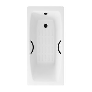 Изображение товара Ванна чугунная Delice Repos DLR220507RB-AS, 150 х 70 см, антискользящее покрытие, ручки черные матовые, цвет белый