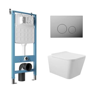 Изображение товара Комплект Aqueduto, AQDS009: инсталляция Tecnica, безободковый унитаз Macio с крышкой-сиденьем микролифт, клавиша Circulo хром